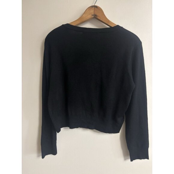 modcloth x collectif Black Cardigan Sweater Soft Heart Buttons Cropped XL - Picture 4 of 8
